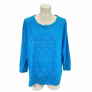 Fresh Produce Blue High Low 3/4 Sleeve Top XL